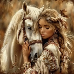 Peinture diamant Indienne avec cheval 30 × 40 cm