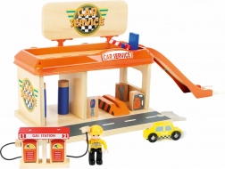 Atelier automobile et station-service en bois pour enfants avec accessoires