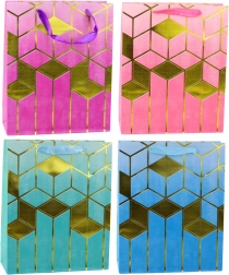 Sac cadeau avec motif géométrique doré 32 × 26 × 12 cm