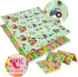 Tapis en mousse pliable réversible HUMBI 180 × 200 cm – alphabet allemand et campagne