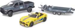 Bruder pick-up tout-terrain RAM avec remorque, voiture de sport et figurine