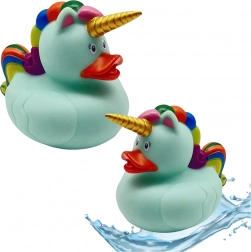 Canard de bain licorne vert à crinière arc-en-ciel
