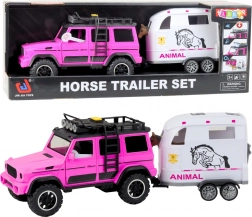 Voiture tout-terrain avec remorque pour cheval avec lumières et sons