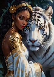 Peinture diamant femme avec tigre 30 × 40 cm