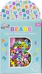Set de perles - lettres pastel + 1 mètre de cordon