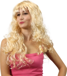 perruque blonde ondulée avec frange pour carnaval et soirées