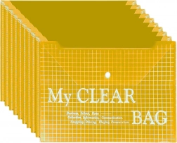 Pochette transparente pour documents à bouton-pression A4 jaune – 20 pcs