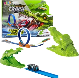 Circuit de voitures avec catapulte et crocodile