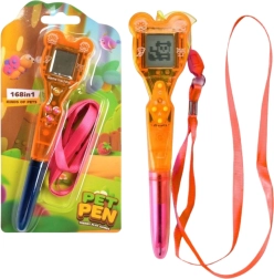 Stylo électronique avec 168 jeux en 1 avec cordon – rose‑orange