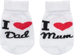 Chaussettes bébé en coton NEW BABY I love mum and dad – blanches