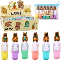 Set de mini surligneurs Capybara couleurs pastel, 6 pcs