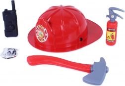 Set de pompier avec casque sur carte