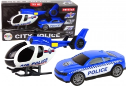 Coffret de police hélicoptère et voiture avec effets sonores – bleu