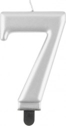 Bougie d’anniversaire argentée chiffre sept
