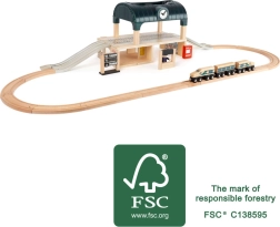 circuit de train en bois avec gare small foot