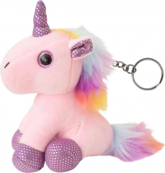 Porte-clés licorne en peluche rose