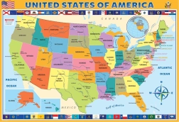 EUROGRAPHICS Puzzle Carte des États-Unis d’Amérique 200 pièces