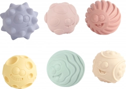 Balles motrices 6 cm – lot de 6 balles qui couinent avec surfaces variées