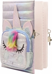 journal licorne avec pochette blanc, cadenas et clé, A5
