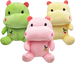 Hippopotame en peluche 18 cm assis avec broderie