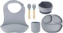 Set de repas en silicone pour enfants MoMi AMI en gris