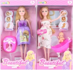 Poupée enceinte avec bébé et accessoires