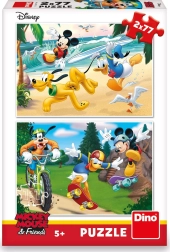 Puzzle Mickey fait du sport 2×77 pièces