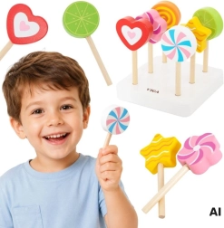 Viga set de sucettes en bois avec support pour enfants 18 mois+