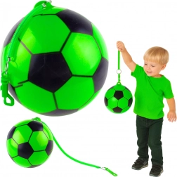Balle de football en caoutchouc, design vert avec poignée pour corde élastique, 22 cm
