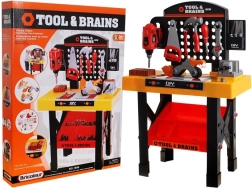 Table d'outils pour enfants avec outils et blocs de construction 3+