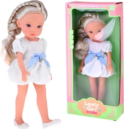 Lovely Girl poupée de mode en robe blanche avec nœud bleu 33 cm