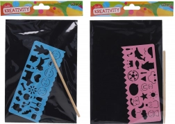 Gravure à gratter A5 avec pochoir et stylet