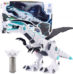 Dinosaure robot RC télécommandé avec lumières et sons – blanc