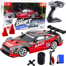 Voiture RC de course pour drift, rouge et noire, 30 km/h, 1:16