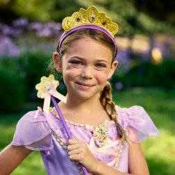 Ensemble Raiponce baguette et couronne pour petites princesses