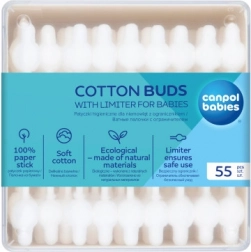 Cotons-tiges avec butée pour enfants CANPOL BABIES, tige en papier, 55 pcs
