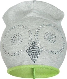 Bonnet de printemps en coton New Baby hibou gris-vert