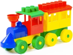 Jeu de construction train avec locomotive et wagon