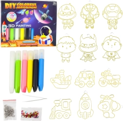 Kit créatif de peinture 3D cosmos – 6 couleurs et 12 pendentifs