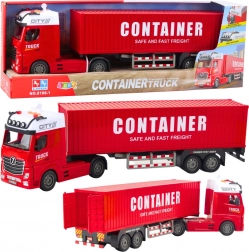 Camion rouge avec conteneur et effets sonores