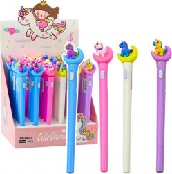 Stylo lumineux Licorne sur la lune à encre bleue 0,7 mm