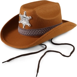 Chapeau de shérif cowboy marron pour enfants