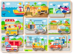 Puzzle en bois sur le thème des transports
