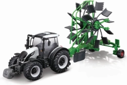 Bburago Ferme Tracteur 10 cm avec remorque de luxe - Valtra N174 - Râteau faneur