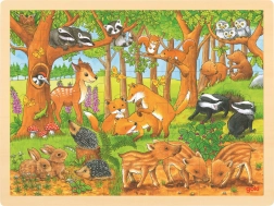 Goki puzzle en bois bébés animaux de la forêt 48 pièces