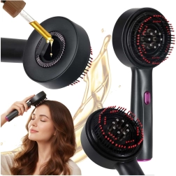 Brosse de massage électrique pour cuir chevelu avec lumière infrarouge et applicateur d’huiles, USB, noire