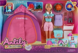 Poupée avec tente et effets, set 30 cm