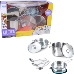 Batterie de cuisine en acier inoxydable pour enfants - 9 pièces