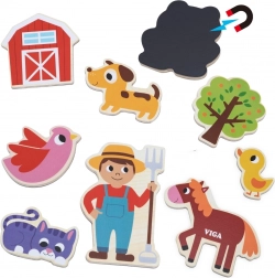 VIGA amis fermiers magnétiques – set de 20 aimants en bois