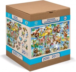Puzzle en bois 2-en-1 Carte postale des animaux WOODEN CITY, 505 pièces